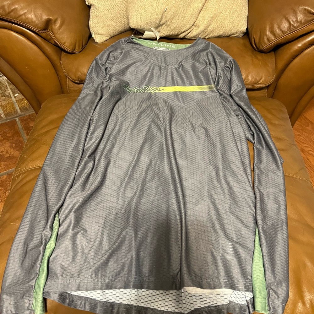 Troy Lee Designs MTB Skyline Gray and Green Long Sleeve Shirt